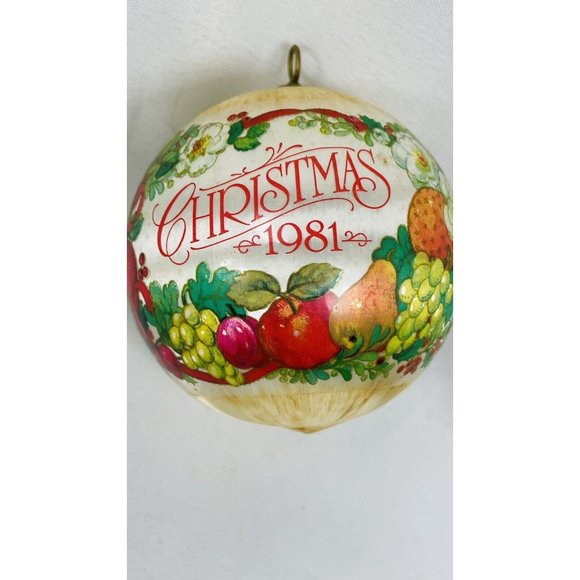 Vintage Stained White Silk Ball Christmas Tree Ornament Ives, Friend, Claus 3.5” - Picture 6 of 15